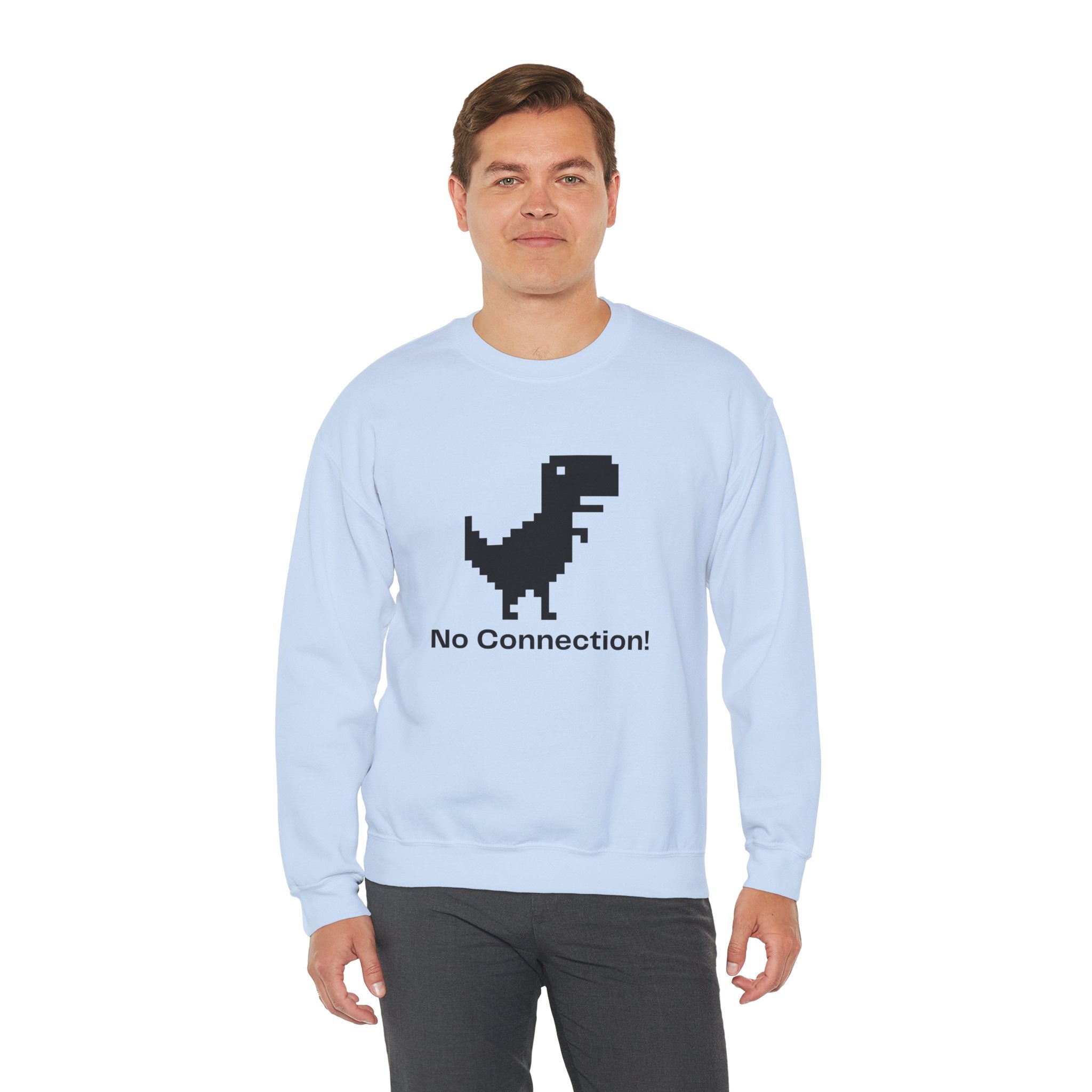 Funny Dinosaur No Connection Sweatshirt, Unisex Crewneck, Gamers Gift, Perfect for Tech Lovers and Online Students, Birthday Gift, Everyday